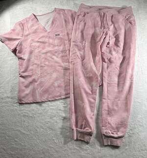 FIGS Sydney Scrub Jacket, Catrina top,  Matching Jogger Scrub Pants Set in  Marb